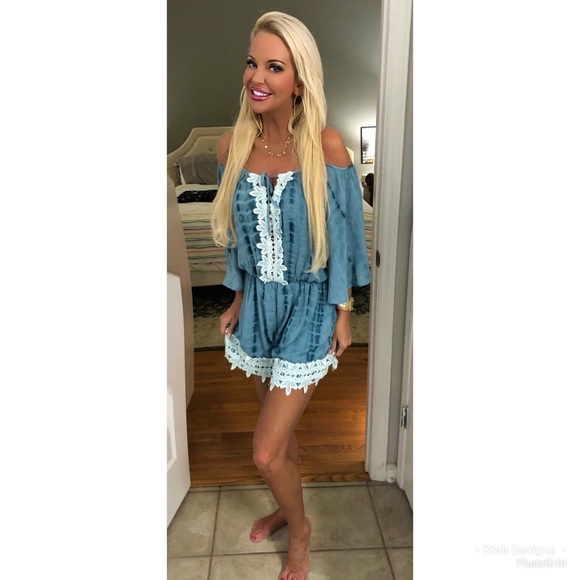 🛍LAST 1! Relaxed Fit Crochet/Tie Dye Romper! - Picture 4 of 4